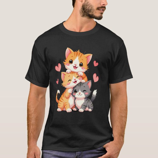 Cute Kitten Funny Kitty Romantic Tee Cats Lover Ka (Front)