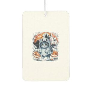 Cute Kitten Ghost Party Pumpkin Cute Halloween Cat Car Air Freshener