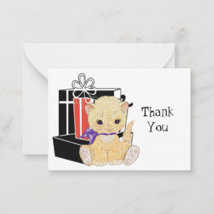 Cute Kitten Gift Box Thank You Card