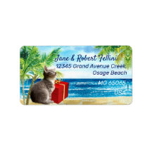 Cute kitten giftbox seaside festive custom label