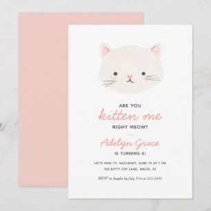 Cute Kitten Girl Birthday Invitation