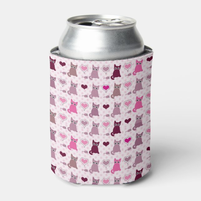 Cute kitten girls pattern can cooler (Can Front)