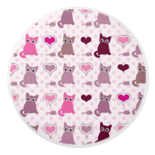 Cute kitten girls pattern ceramic knob