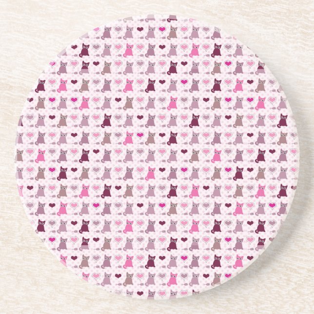 Cute kitten girls pattern coaster (Front)