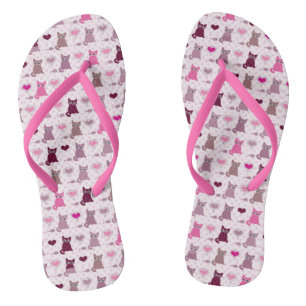 Cute kitten girls pattern flip flops