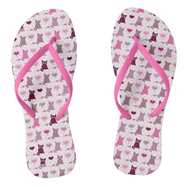 Cute kitten girls pattern flip flops (Footbed)