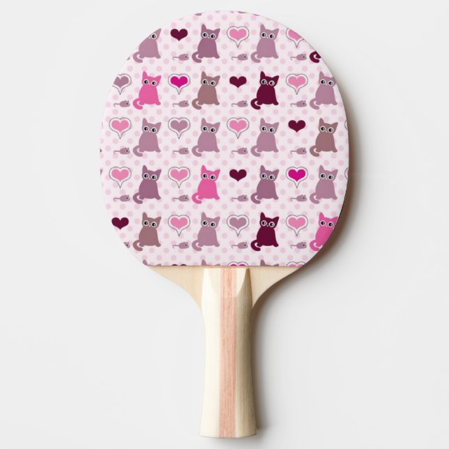 Cute kitten girls pattern ping pong paddle (Front)
