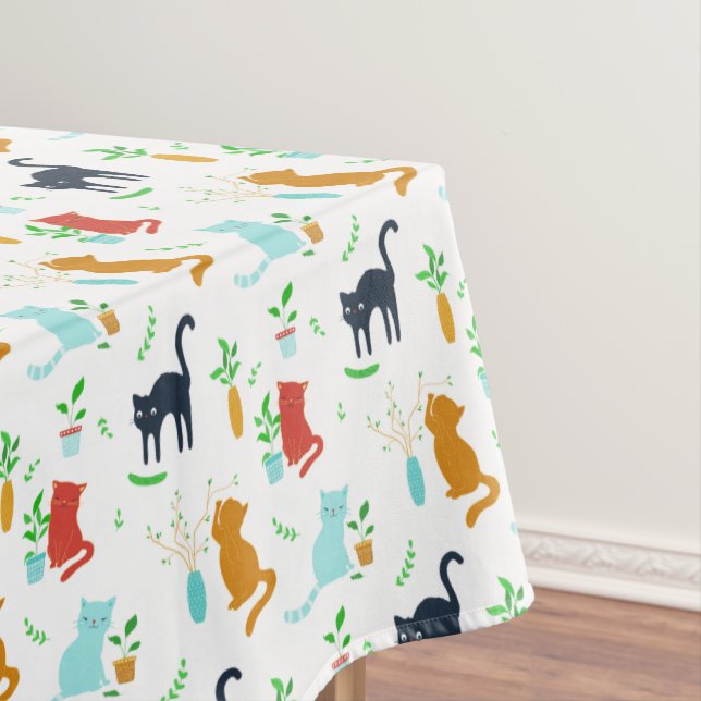 Cute Kitten Greenery Adventure Tablecloth (In Situ)