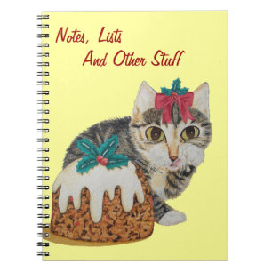 cute kitten grey tabby licking paw cat notebook