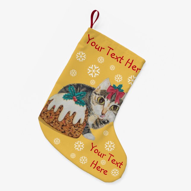 cute kitten grey tabby licking paw christmas small christmas stocking (Front (Hanging))