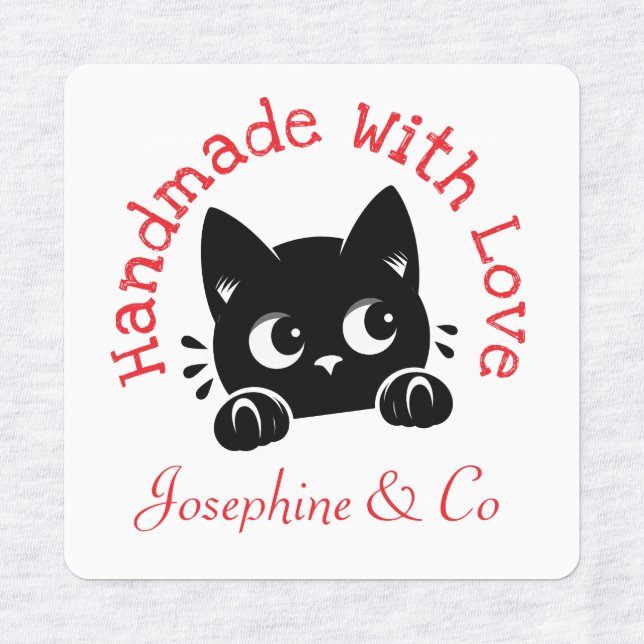 Cute Kitten Handmade with Love Personalised (Design 2)