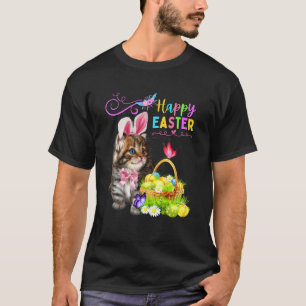 Cute Kitten Happy Easter Cat Bunny And Eggs Kids W T-Shirt