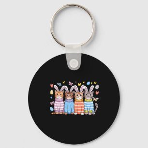 Cute Kitten Happy Easter Cat Bunny Ears And Eggs K Key Ring