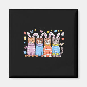 Cute Kitten Happy Easter Cat Bunny Ears And Eggs K Magnet