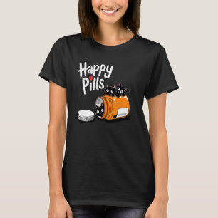 Cute Kitten Happy Pills Funny Cat Joke Kitty Lover T-Shirt