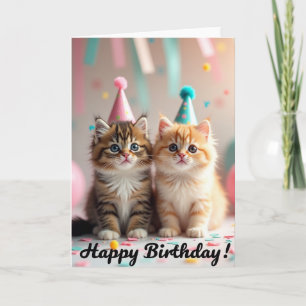 Cute Kitten Hat Birthday Card