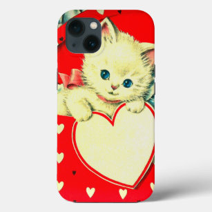 Cute Kitten Heart Vintage Cat Retro Kitty Case-Mate iPhone Case