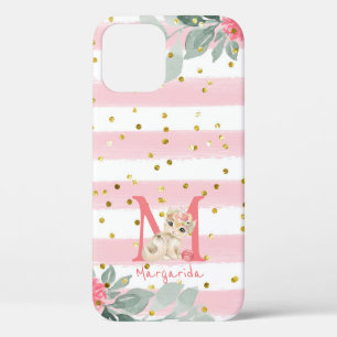 Cute Kitten Illustration Sweet Monogram Case-Mate iPhone 12 Case