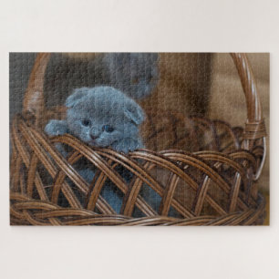 Cute kitten in a basket jigsaw puzzle