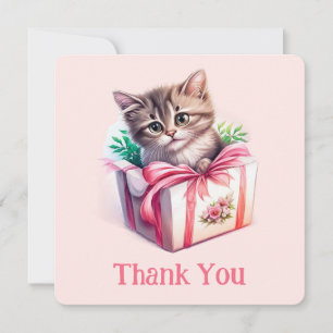 Cute Kitten in a Box Birthday Gift Thank You Card