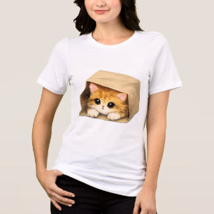 Cute Kitten in a Cardboard Box Tri-Blend Shirt