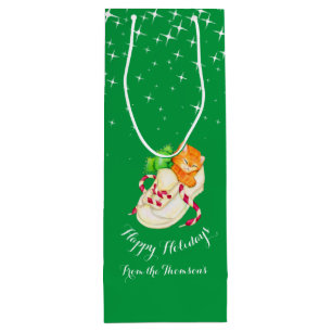 Cute kitten in a shoe art name christmas gift bag