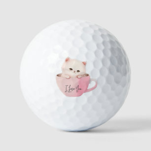Cute Kitten in a Teacup Golf Balls