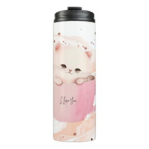 Cute Kitten in a Teacup Thermal Tumbler
