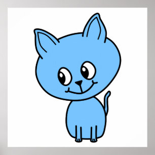 Cute Kitten, in Blue. Poster