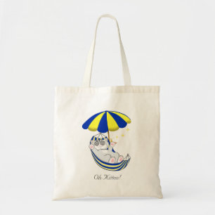 Cute Kitten in Blue & Yellow Hammock Tote Bag