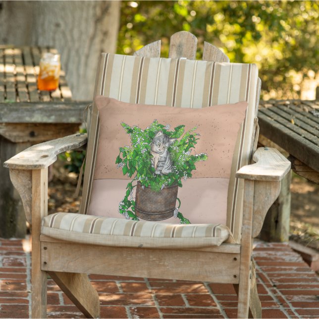 Cute Kitten in Catnip Antique Pot    Cushion (Chair)