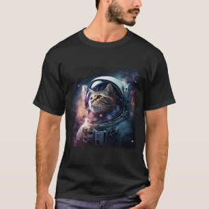 Cute Kitten In Deep Space  Cat T-Shirt
