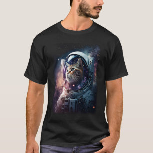Cute Kitten In Deep Space Cat T-Shirt