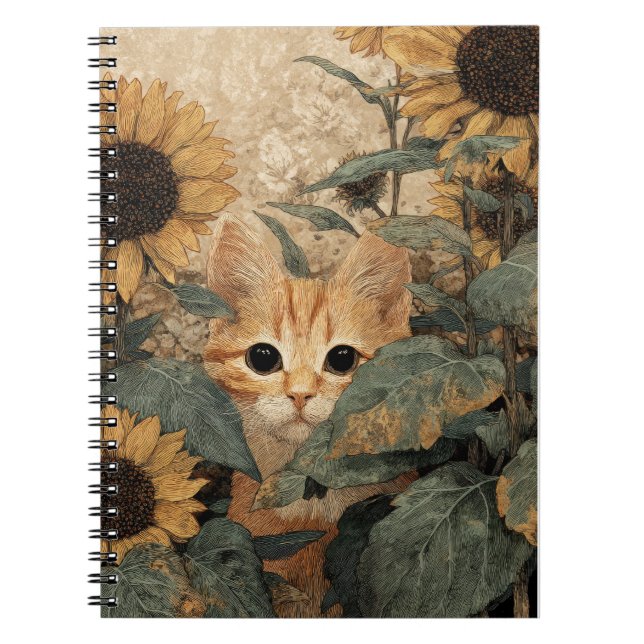 Cute Kitten in Flowers  Notebook (Front)