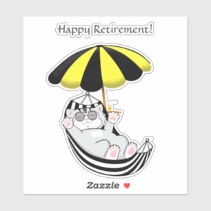 Cute Kitten in Hammock & Happy Retirement Text