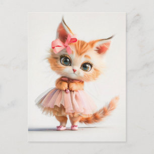 Cute Kitten in light Pink Dress Holiday Postcard
