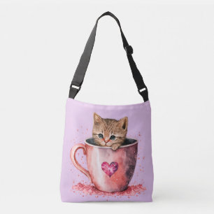 Cute Kitten in Mug  Crossbody Bag