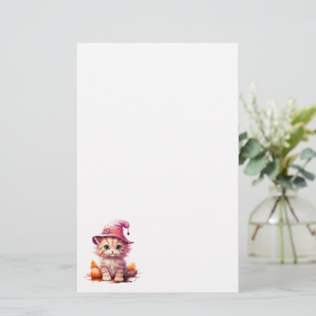 Cute Kitten in Pink Stationery (Standing Front)