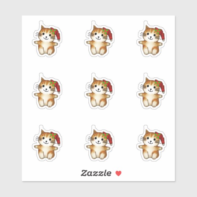 Cute Kitten in Santa Hat (Sheet)