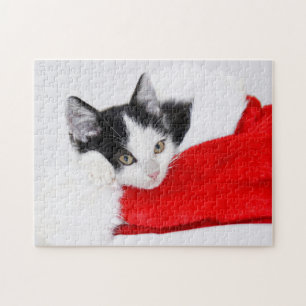 Cute Kitten in Santa Hat Jigsaw Puzzle