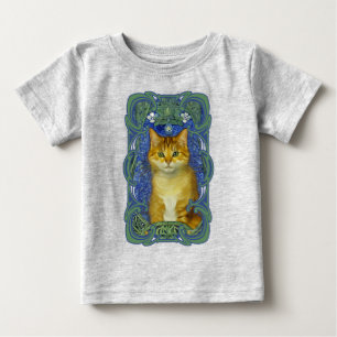 Cute Kitten in Vintage Art Nouveau Style Baby T-Shirt