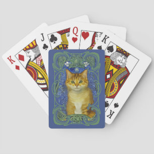 Cute Kitten in Vintage Art Nouveau Style Playing Cards
