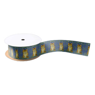Cute Kitten in Vintage Art Nouveau Style Satin Ribbon
