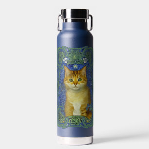 Cute Kitten in Vintage Art Nouveau Style Water Bottle