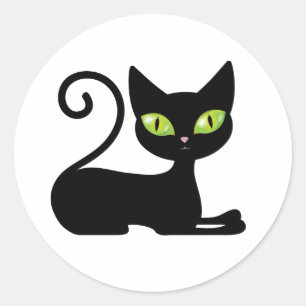 Cute Kitten Kitty Cartoon Halloween Black Cat Classic Round Sticker