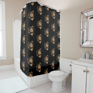 Cute kitten looks from torn fabric Cats Shower Curtain