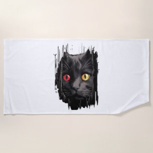 Cute kitten looks from torn fabric - Cats T-Shirt Beach Towel