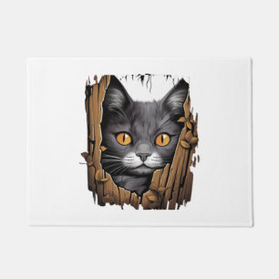 Cute kitten looks from torn fabric - Cats T-Shirt Doormat