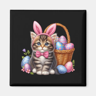 Cute Kitten Lovers Glasses Happy Easter Cat Bunny Magnet