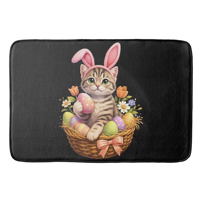 Cute Kitten Lovers Happy Easter Cat Bath Mat (Front)